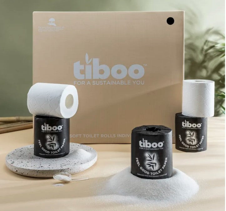 Tiboo Luxury 3Ply Sugarcane Toilet Rolls Individually Wrapped x 40