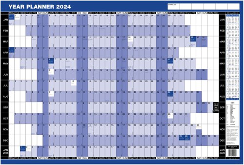 Compact Year Planner And Holiday Planner - Double Sided Unmounted 2024